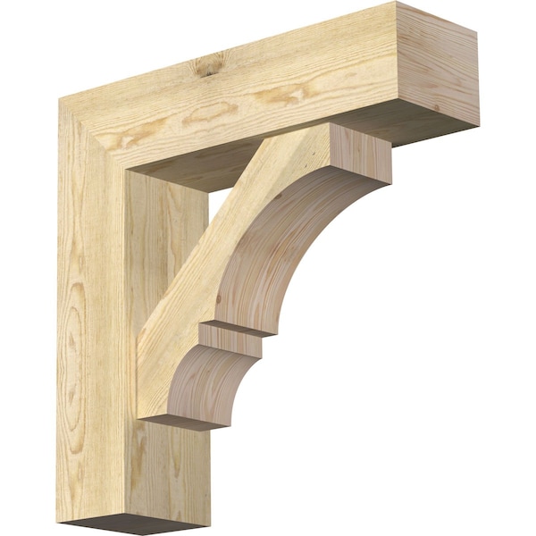Ekena Millwork Balboa Block Rough Sawn Bracket w/ Offset Brace, Douglas Fir, 8"W x 28"D x 28"H BKT0806X28X28BOA05RDF - main